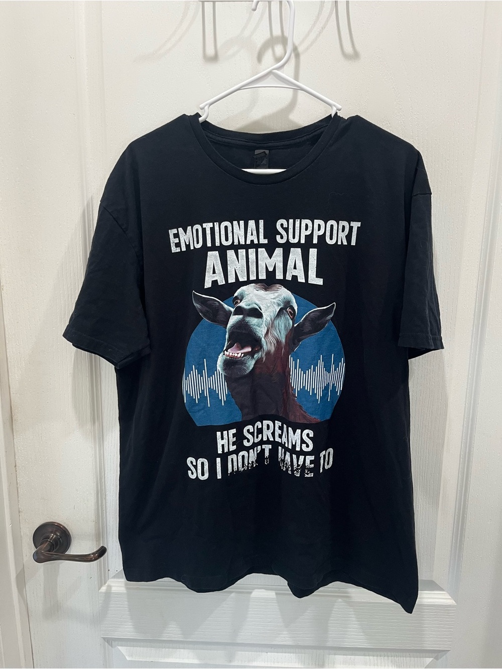 Gildan Black 'Emotional Support Animal' Graphic Tee with Goat Print